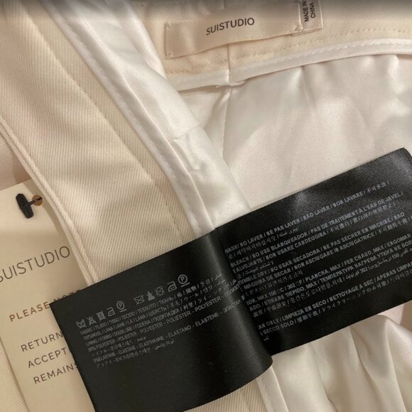 Suistudio Pants Wool Robin Flare NWT Ivory Milk White Quiet Luxury - Picture 12 of 16
